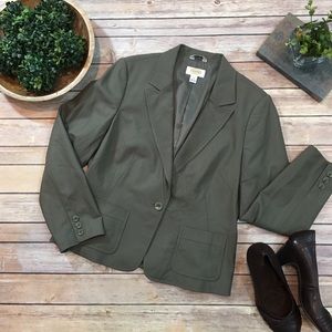 Size 10 Talbots Petites One Button Green Blazer